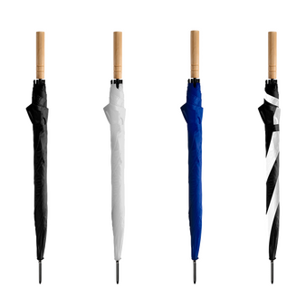 Stockschirm mit geradem Holzgriff, verschiedene Farben, geschlossen