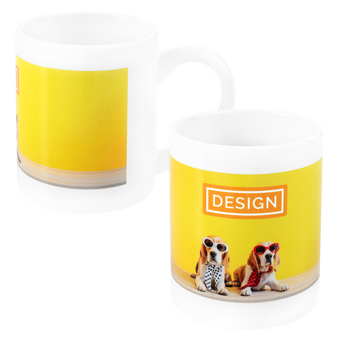 Tasse bedruckt von vorn und seitlich