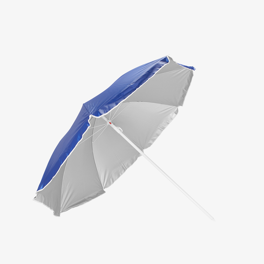 Blauer Strandschirm mit UV-Schutz, Durchmesser 155 cm, inkl. Tragetasche, Personalisierung möglich