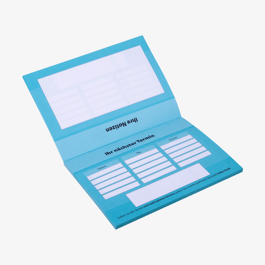 Terminzettelblock DIN A6 im Querformat beidseitig individuell bedruckt